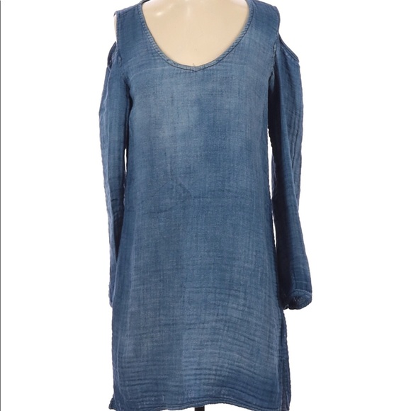 Anthropologie | Cloth & Stone Chambray Cold Shoulder Dress Women's size XS - Picture 3 of 7